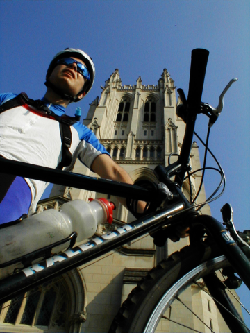 J. Nathan Matias in front of the National Cathedral, in Washington D.C..