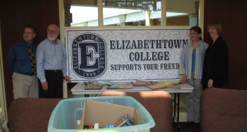 Donna Ring Receives School Supplies donated by the people of Elizabethtown College for Iraqi Students
