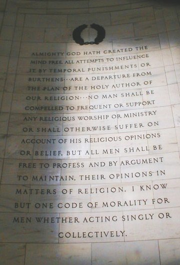 Quote by Jefferson on equality and mental rights, the Jefferson Memorial, Washington D.C..