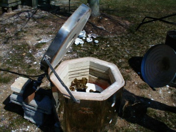 Pit firing kiln.