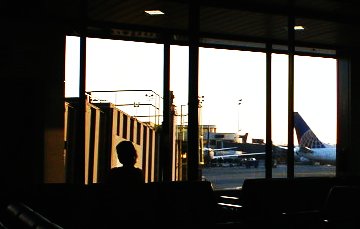 Looking out the window at terminal B, Newark International Airport
